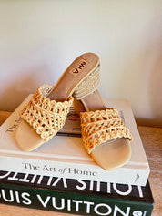 Mia Natural Woven Open Toe Heels