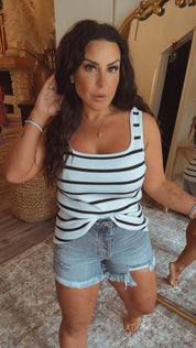 Ultra Soft Ribbed Black and White Tank