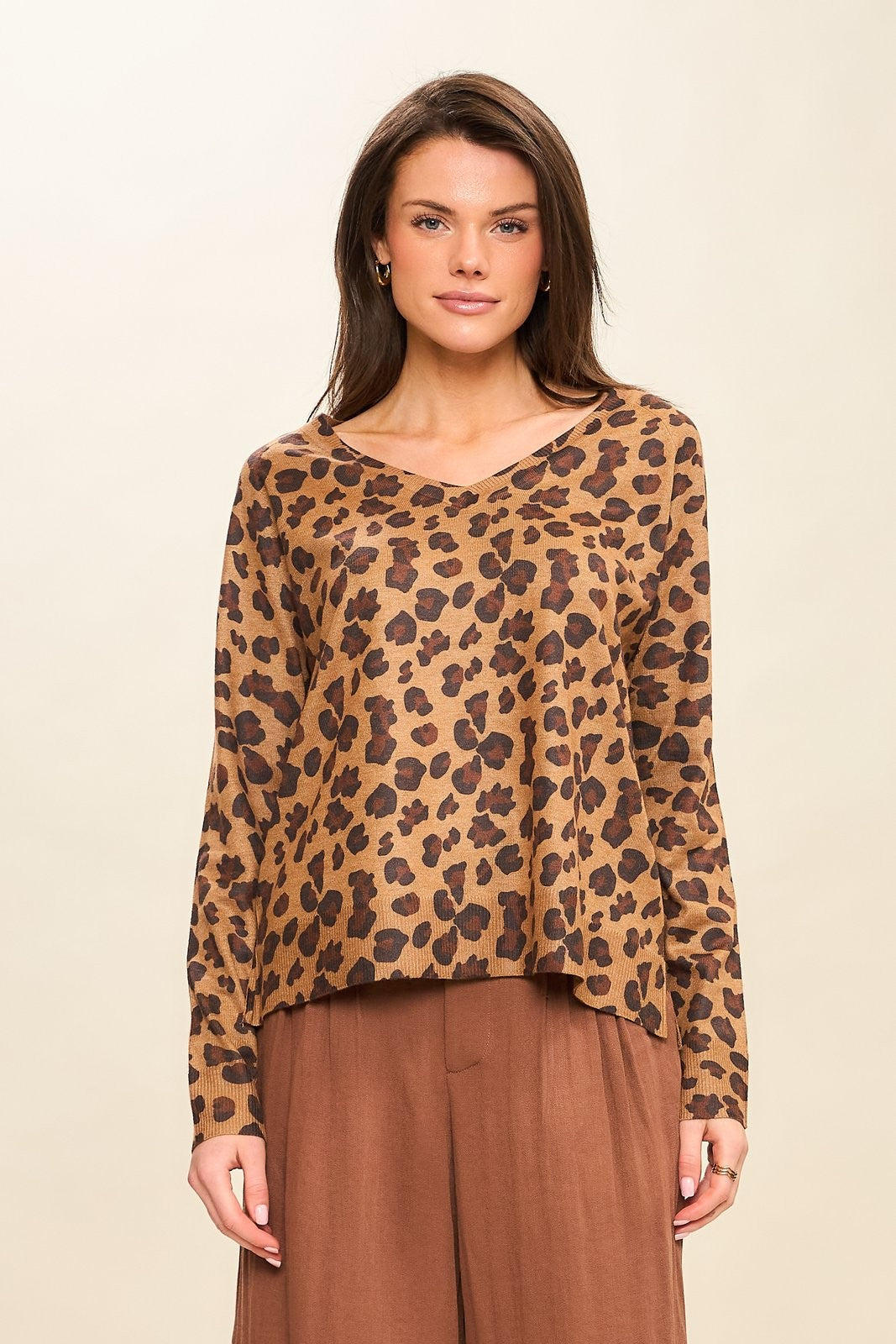 Cozy Co  Leoapard Vneck Pulover