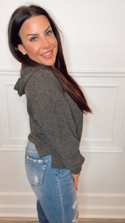 Charcoal Lightweight Ribbed Hoodie