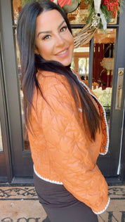 Chic Brown Floral Quilted Jacket