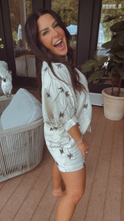 Taupe And Black Palm Tree Shorts