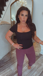 Berry Ultra Soft ribbed Cuffed Leggings