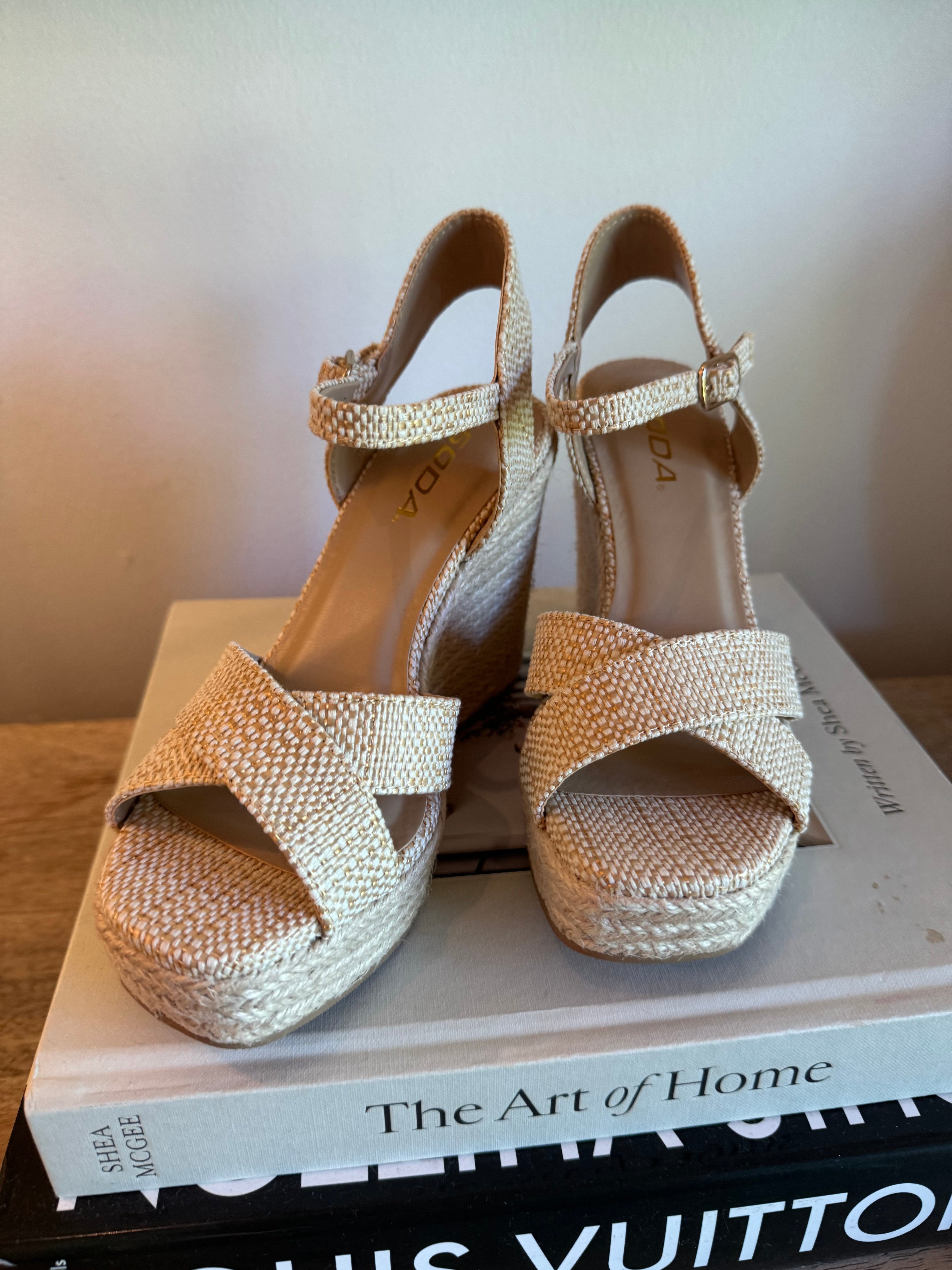 Gold and Natural Strap Wedges