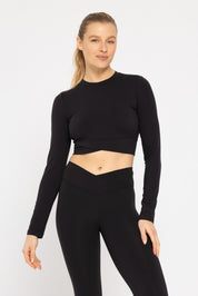 Black Cross Over Long Sleeve Top