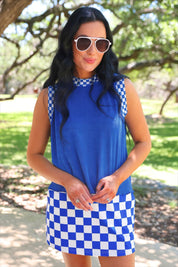 Checkmate Ribbed Tank- Blue