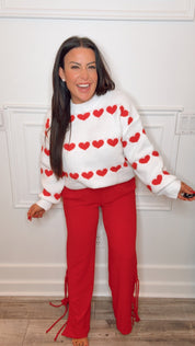 Red Textured Drawstring Joggers