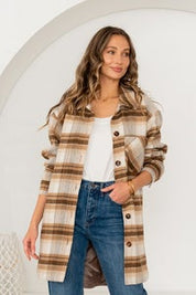 Long Button Up Striped Coat