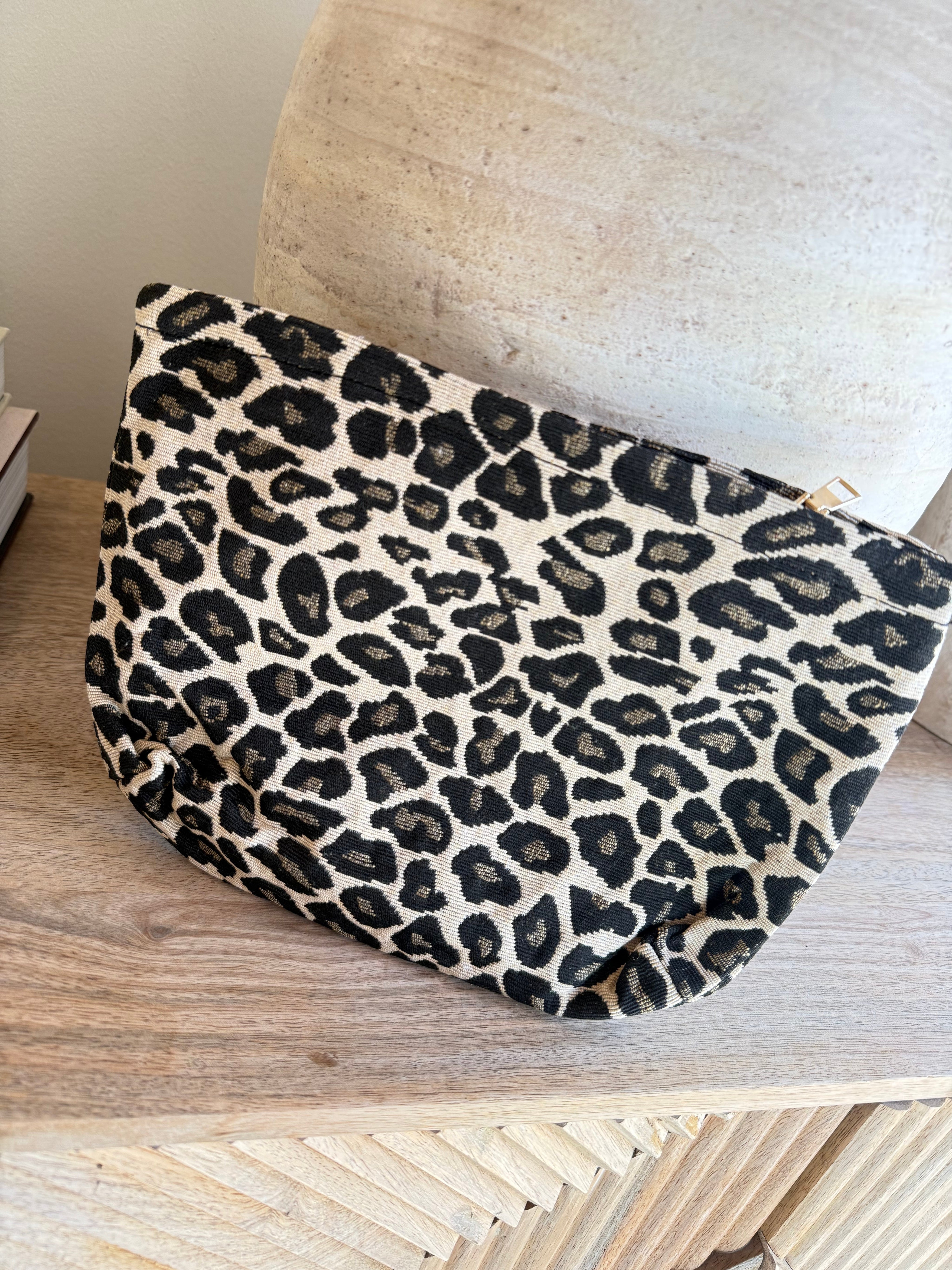 Tan and Black Leopard Zip Bum Bag