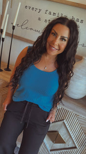 Electric Blue Star Ribbed Tank