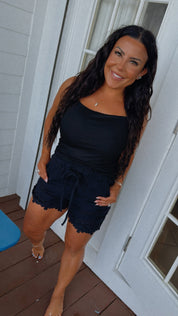 Soft Black Square Neck Tank