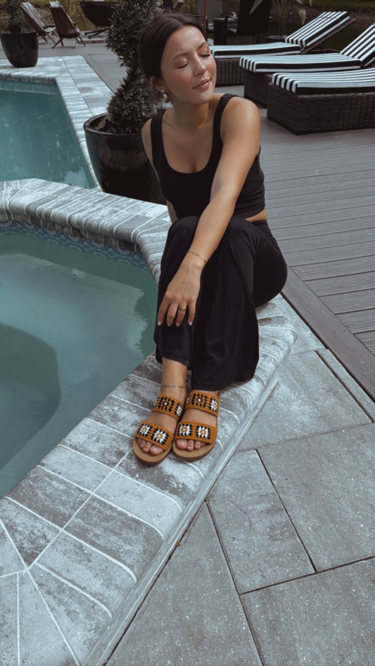 Corky Toodles Black and And Oranges Two Strap Sandals