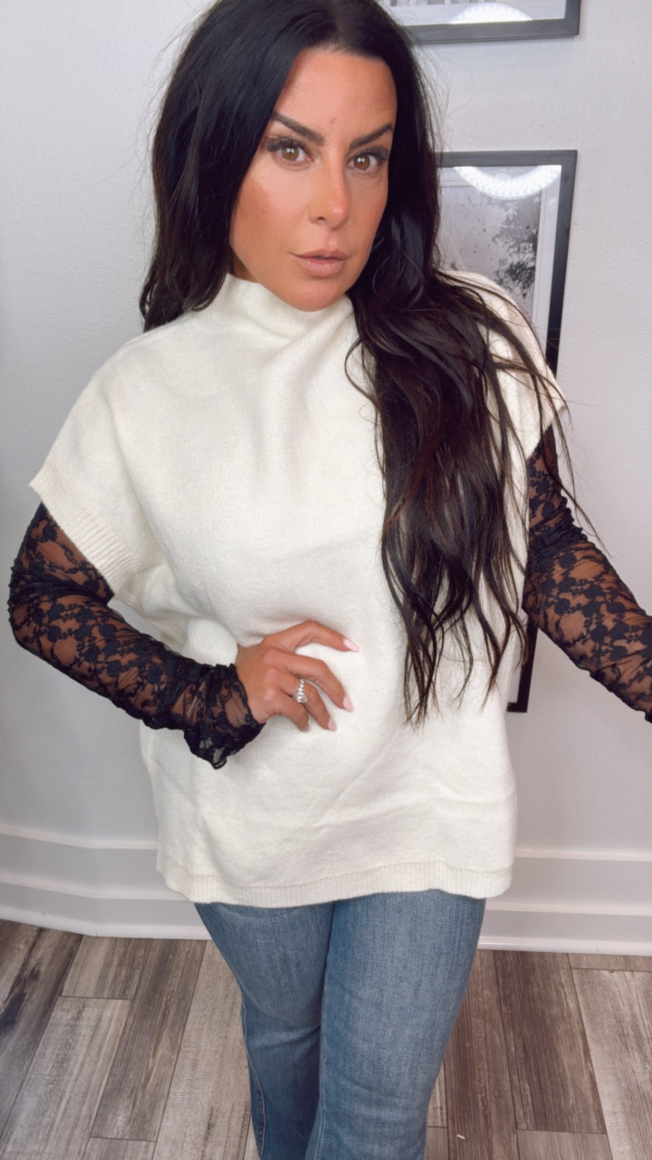 Ultra Soft Ivory Cozy Co Sleeveless Sweater Top