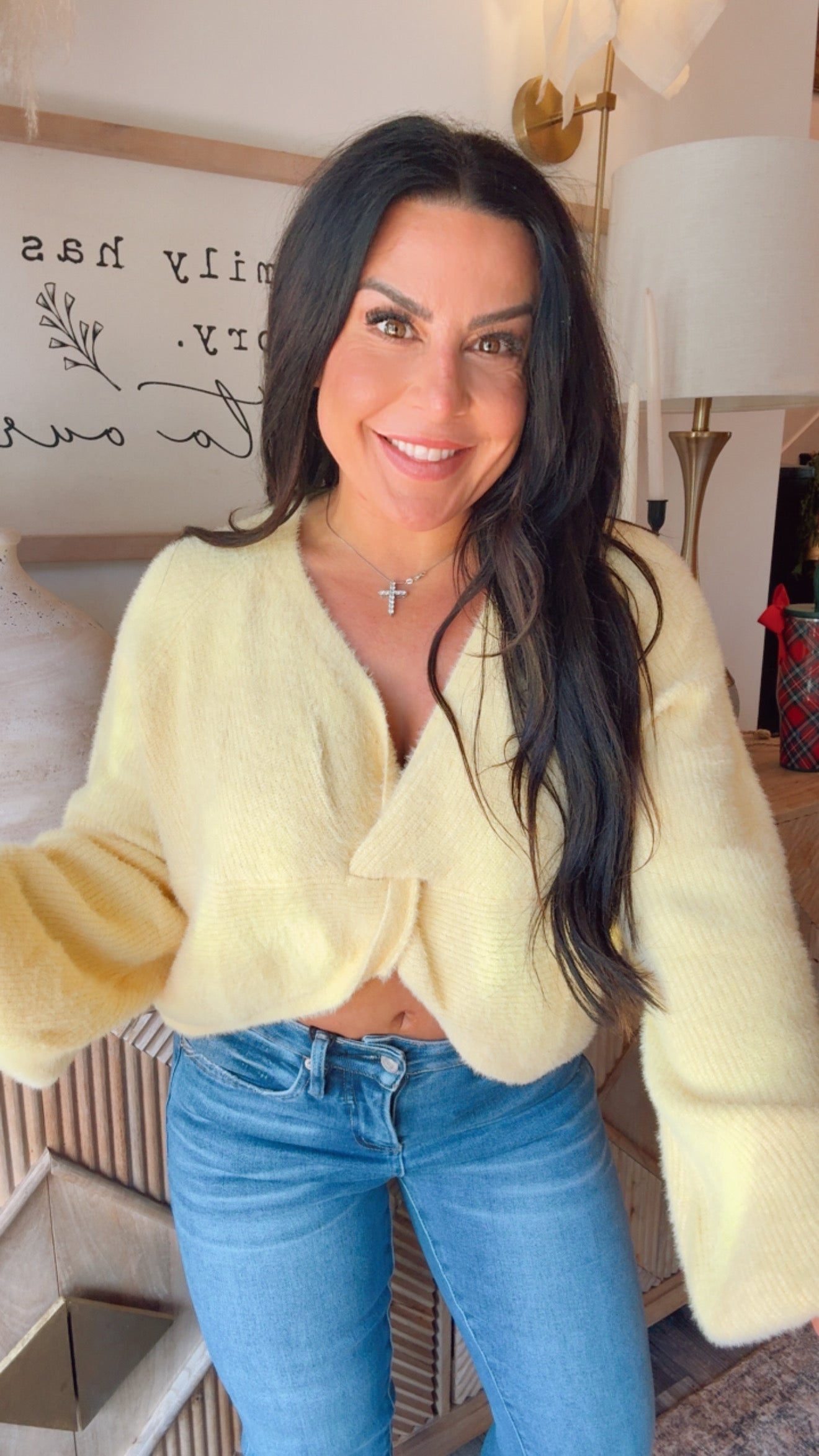 Ultra Soft Yellow Twist Front Cozy Co Sweater