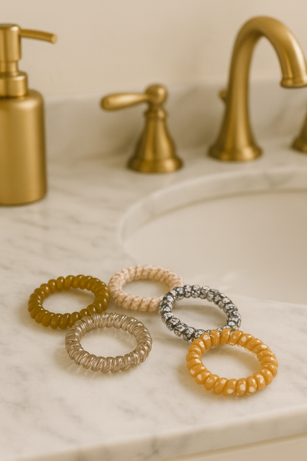 Brown Multi Design 5 Pack Ouch Less Hair Ties