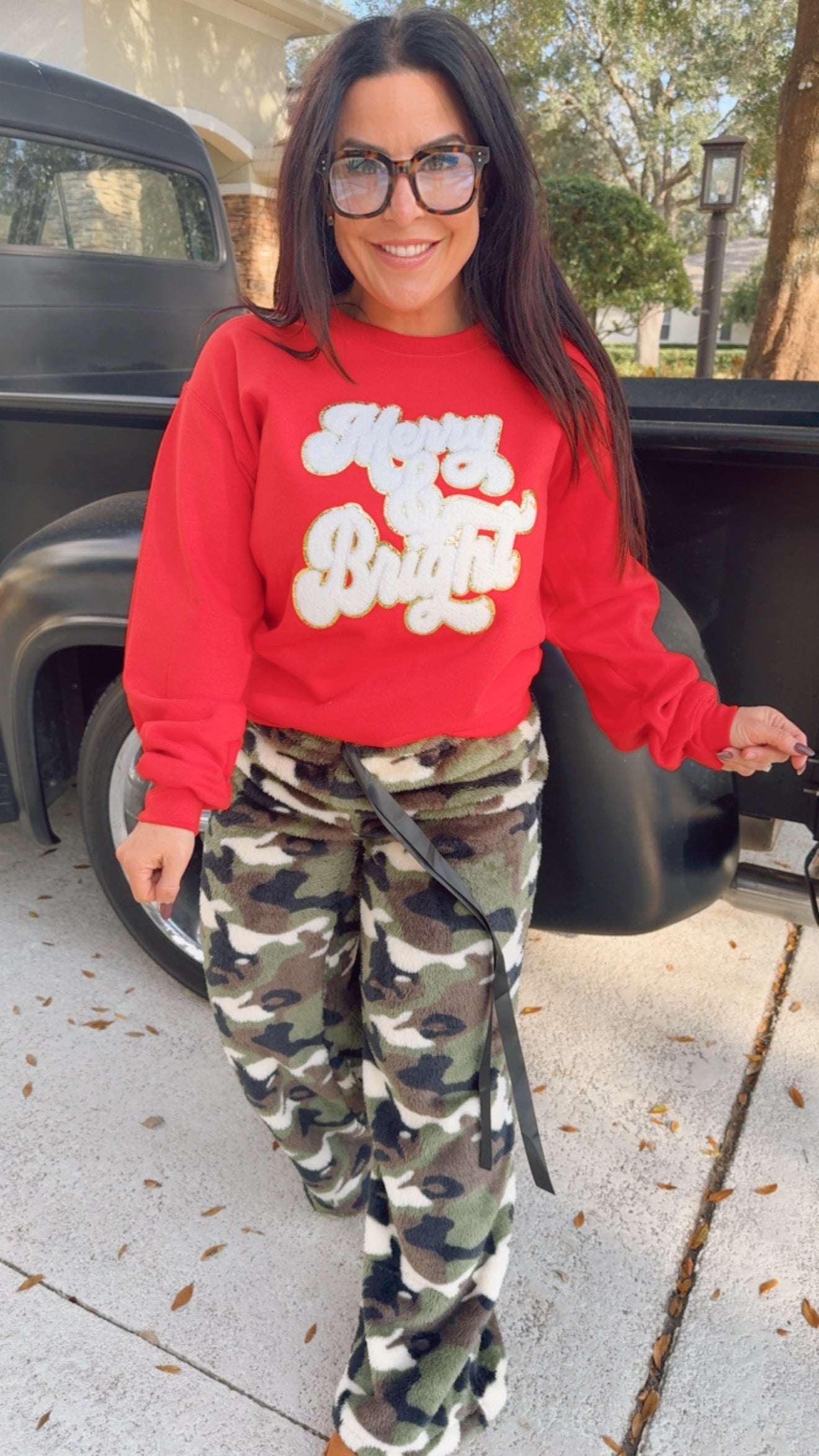 Merry And Bright Chenille Letter Crewneck