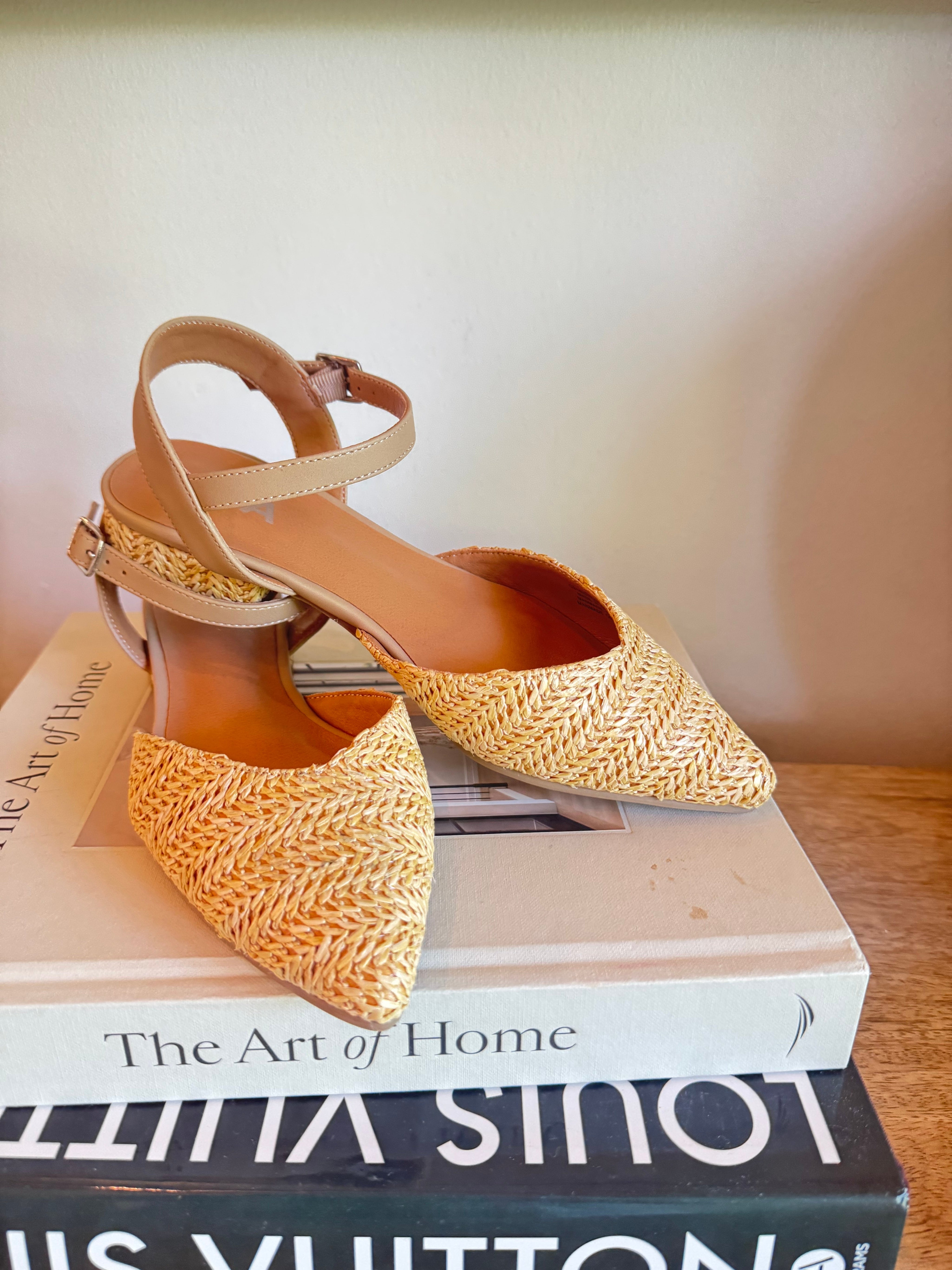 Mia Natural Woven Close Toe Heels