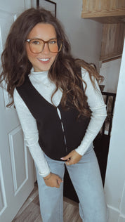 Chic Black Knit Wool Sweater