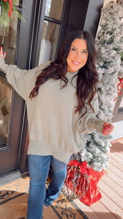 Rae Mode Moss Green Oversized Knit Sweater