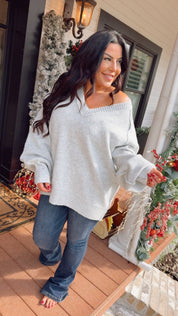 Heathered Grey Venck Oversized Rae Mode Sweater