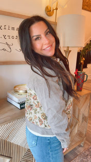 Floral and Grey Corduroy Jacket