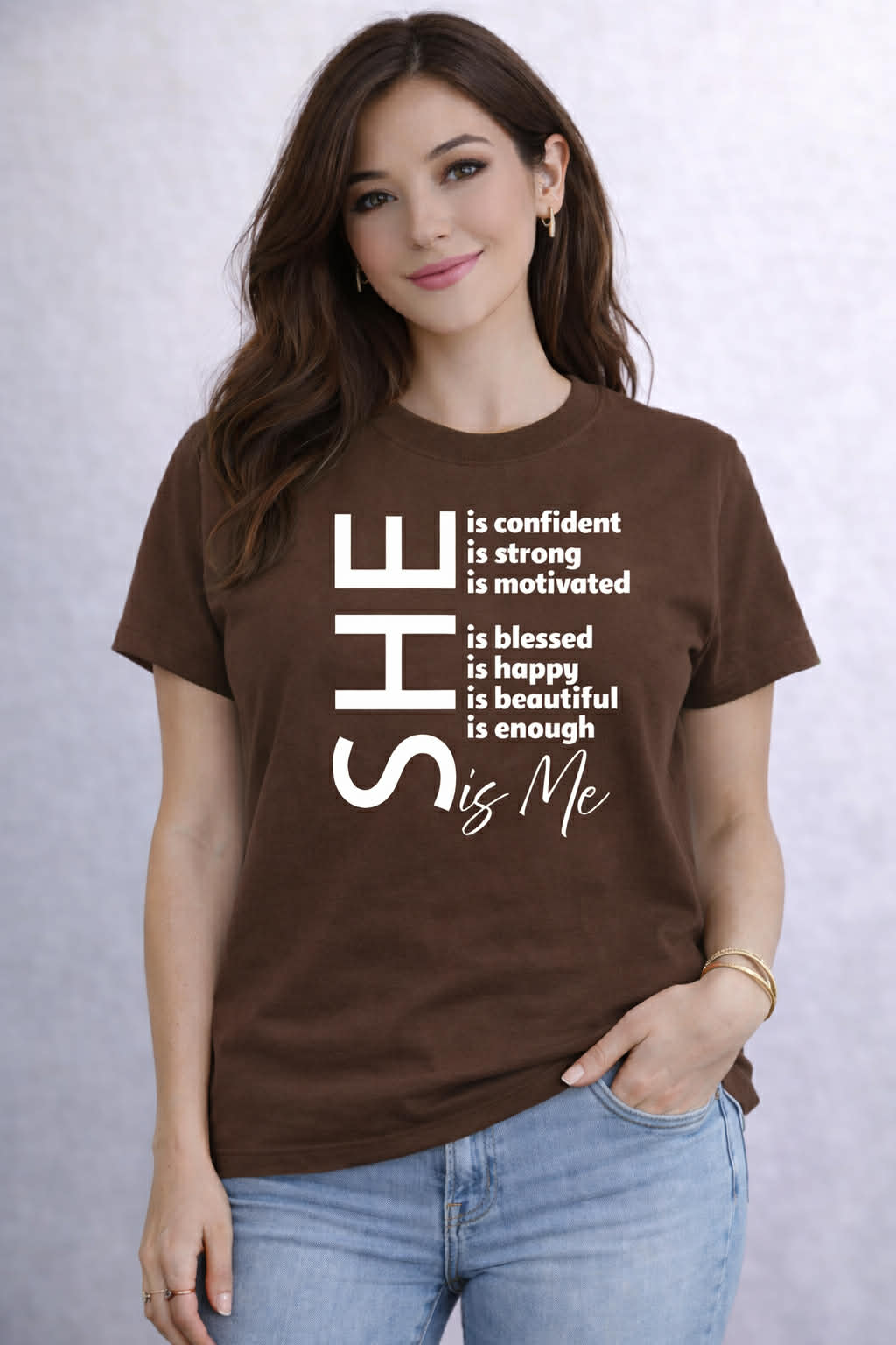 She is me T-shirt (dark brown)
