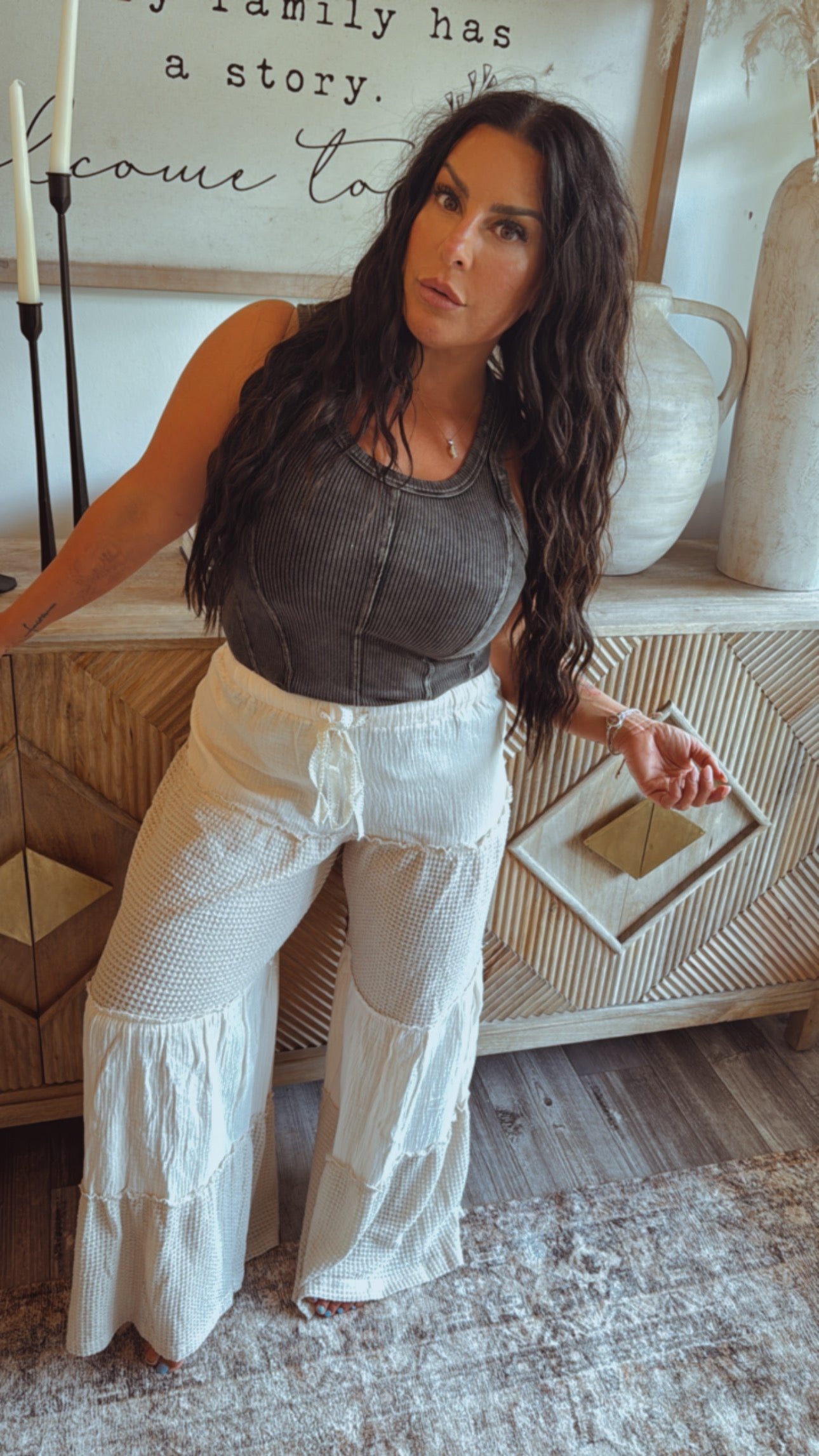 Black Acid Wash Ribbed Tank