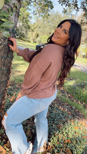 Ultra Soft Lightweight Long Sleeve Mauve Top