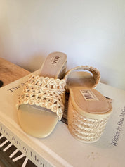 Mia Natural Woven Open Toe Heels