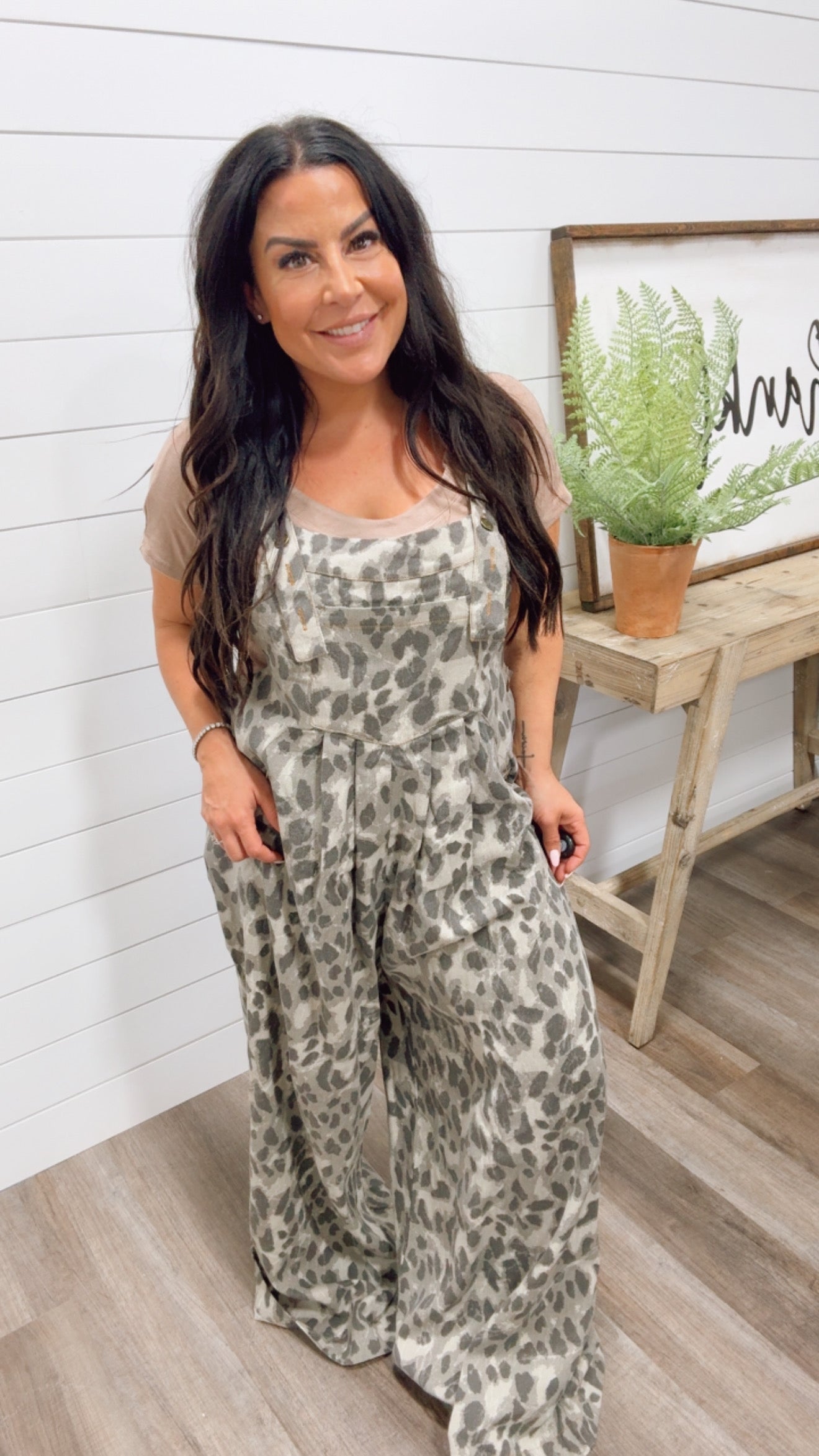 Snow Leopard Denim Overalls