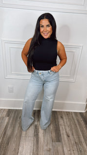 Judy Blue Light Wash Retro Wide Criss Cross Distressed Jeans