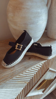 Black Natural Close Toe Platform Shoes