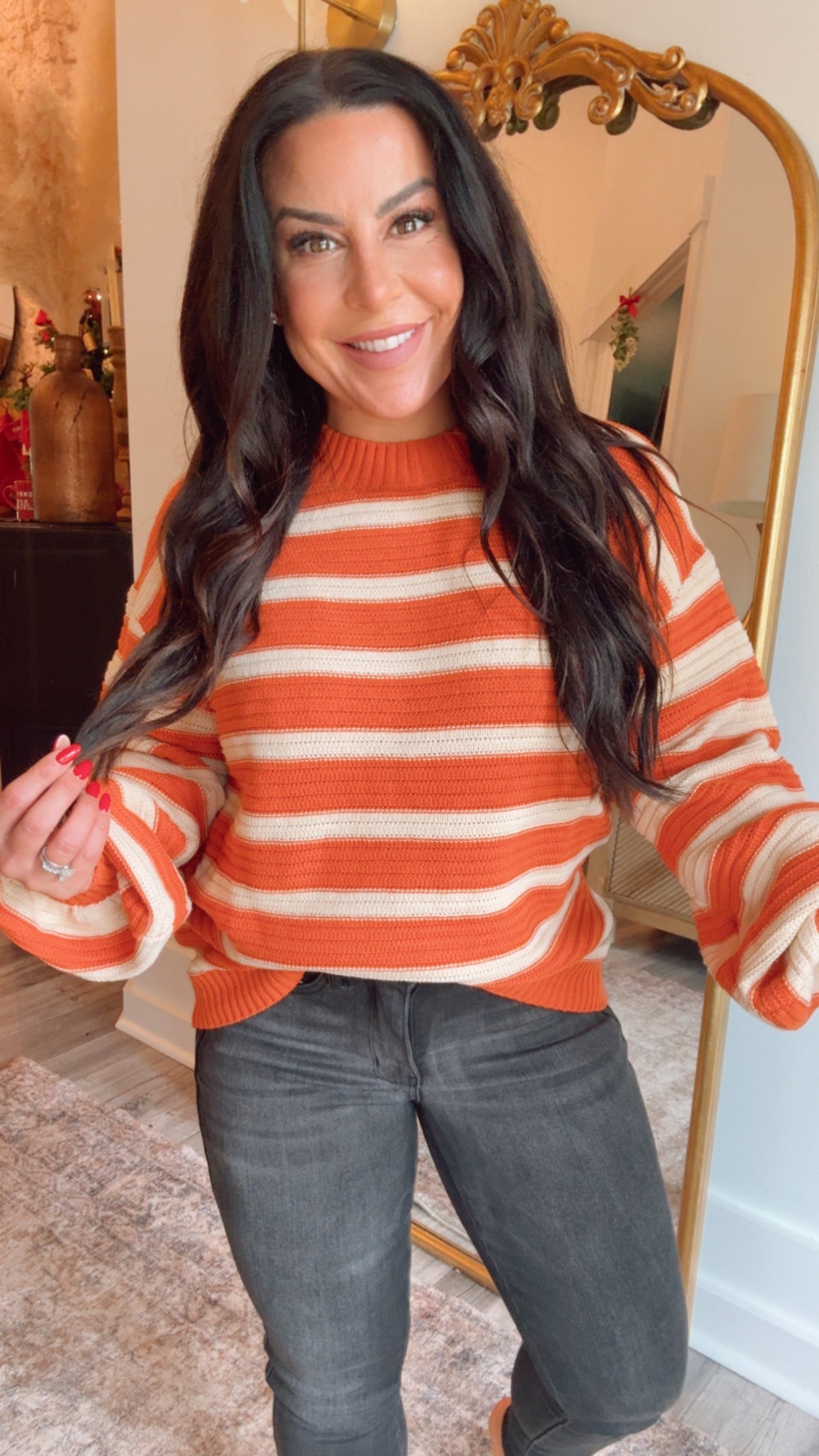 Orange and Cream Soft Knit Sweater