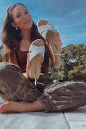 Diva Crystal Double Cross  Strap Sandals