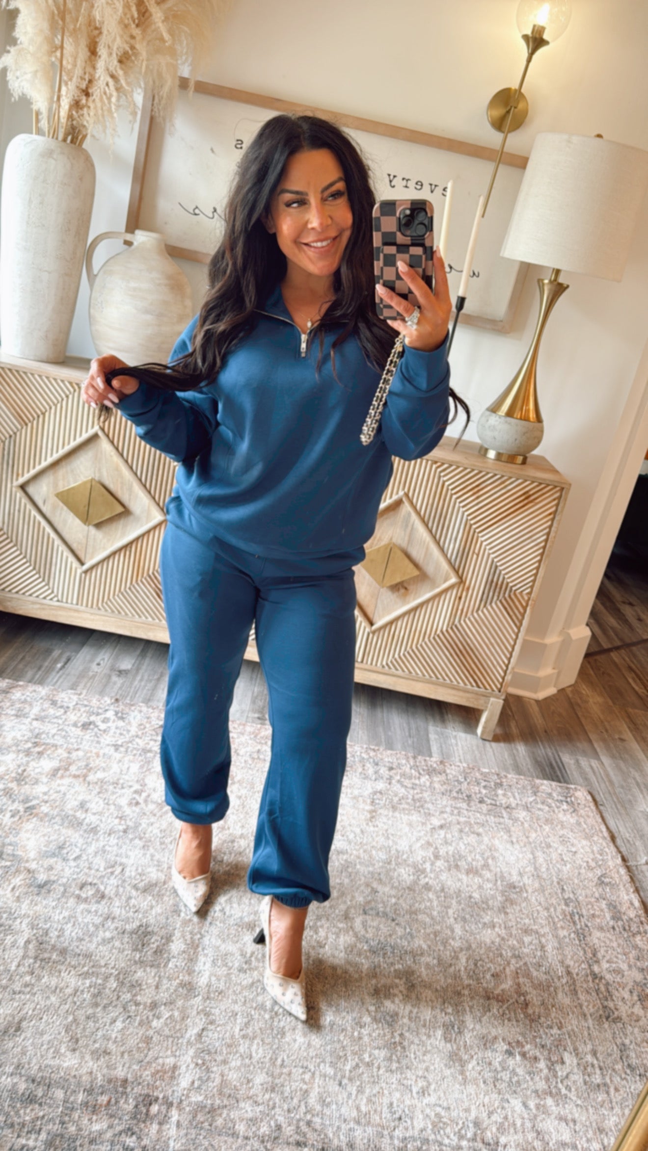 Dark Royal Blue 1/4 Zip Jacket and Pants Set