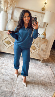 Dark Royal Blue 1/4 Zip Jacket and Pants Set