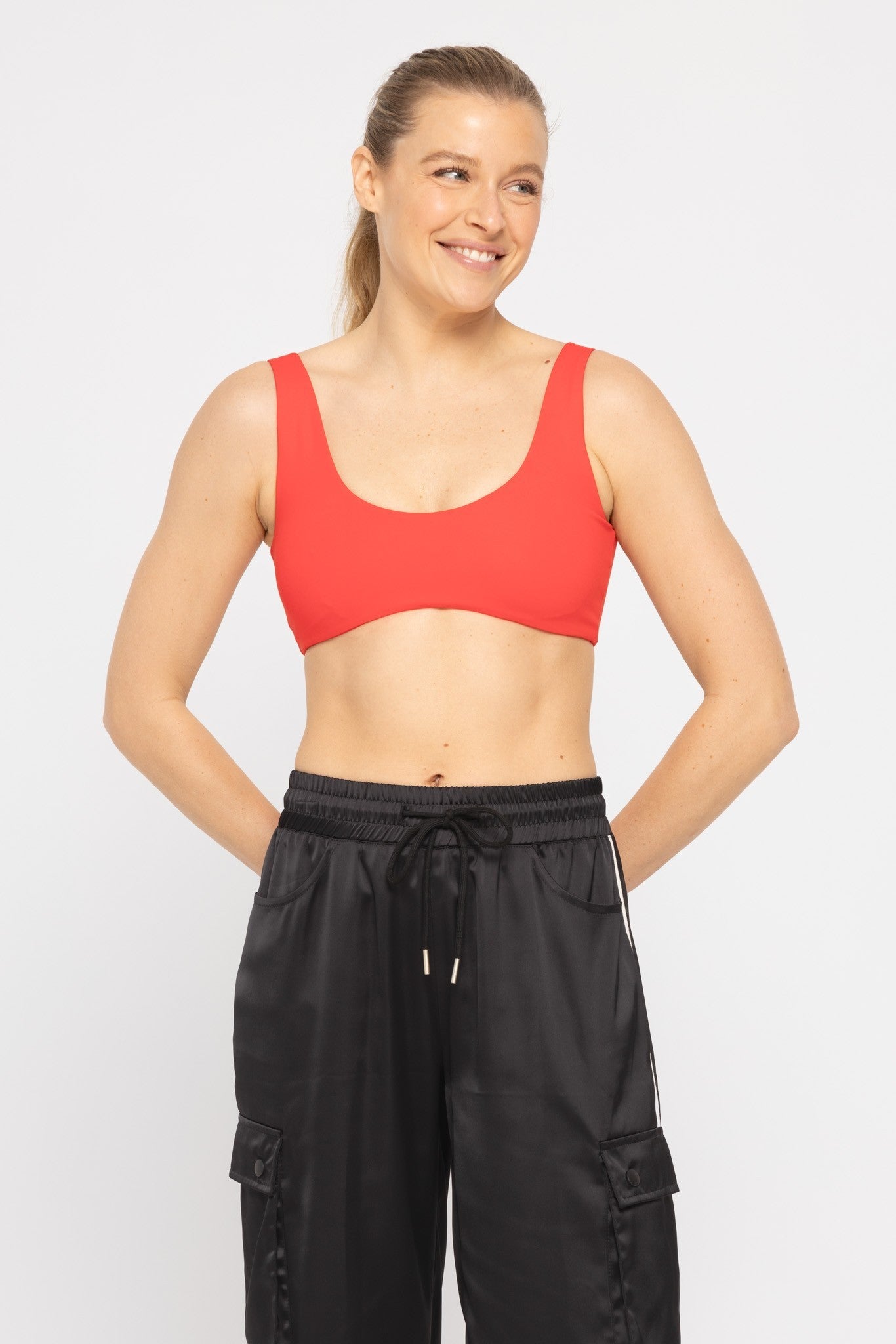 Cherry Red Micro Cropped Sports Bra