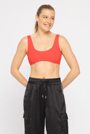 Cherry Red Micro Cropped Sports Bra