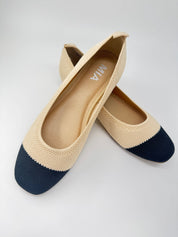 Cream And Black Mesh Nit Slip in MIa Flats