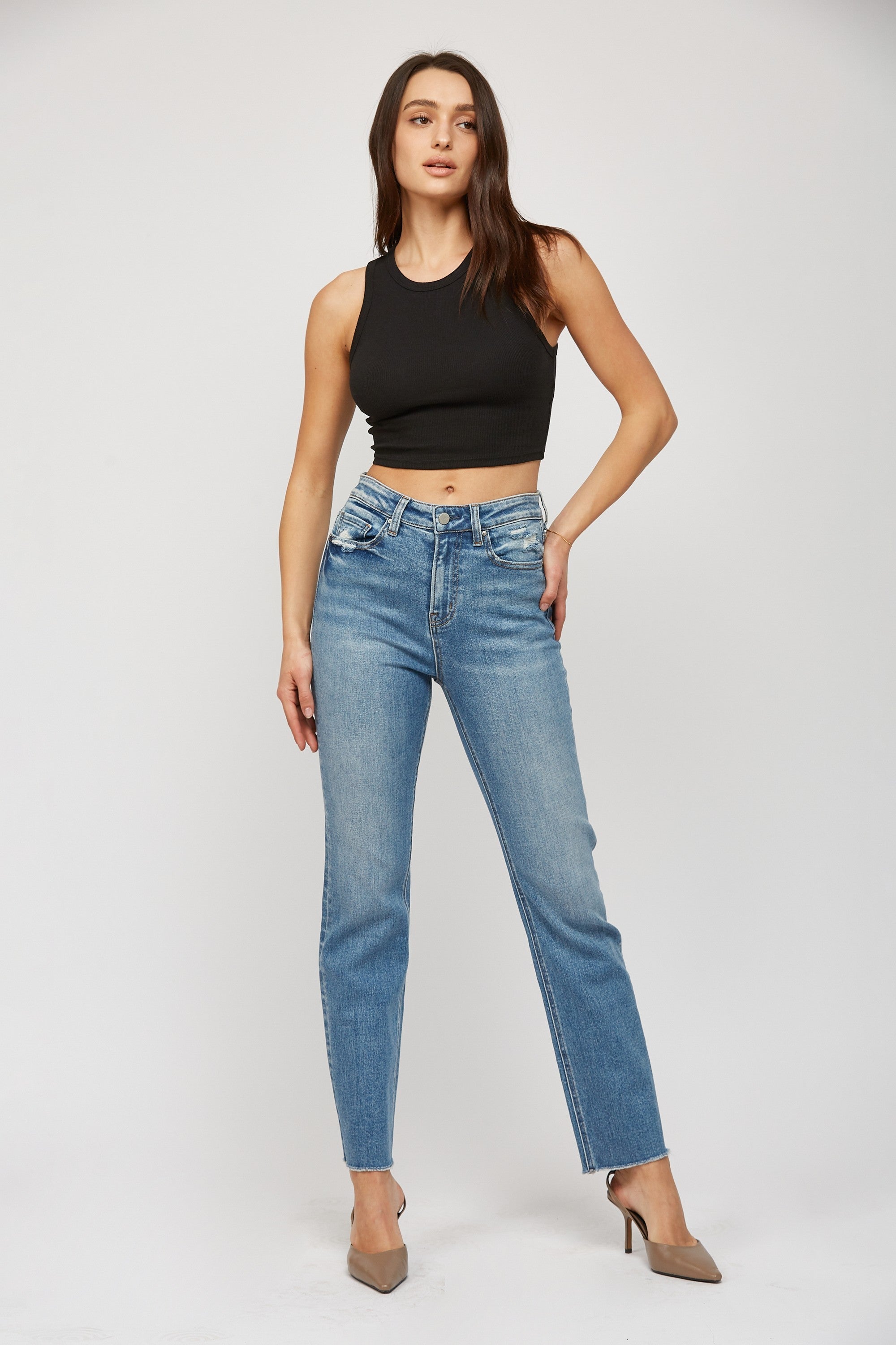 MICA DENIM SUPER HIGH RISE STRAIGHT LEG ANIELLO