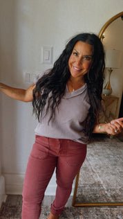 Soft Ribbed Dusty Lavender Textured Top