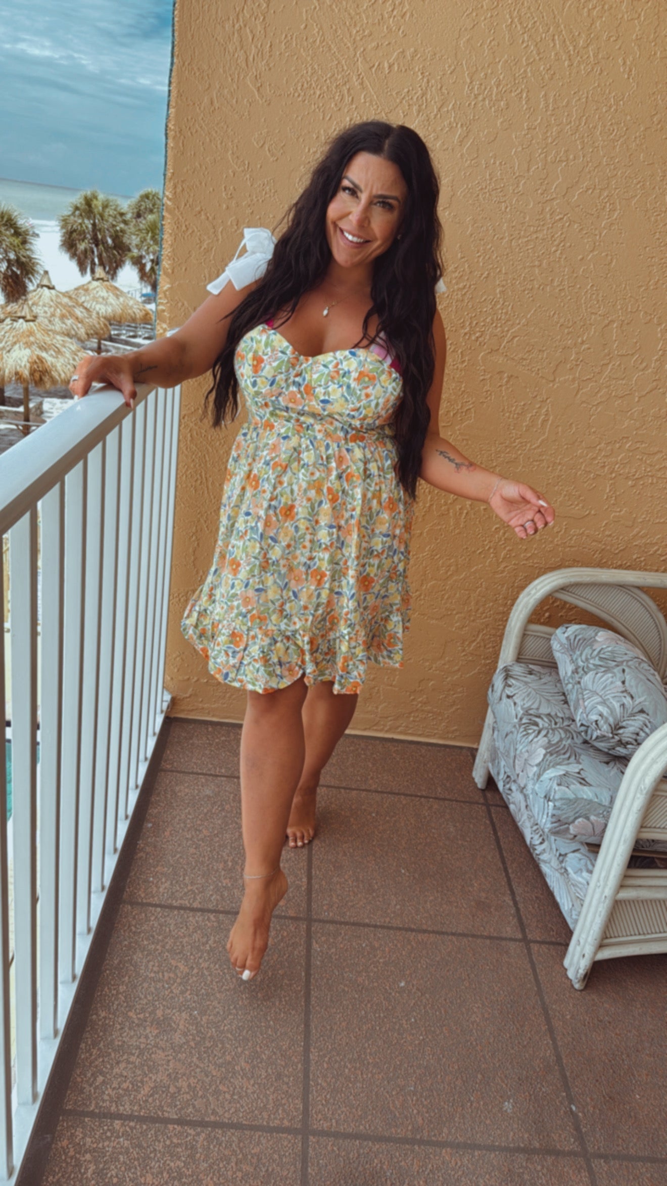 Chic Bright Multicolor Floral Tank Dress