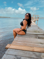 DTW Exclusive Black Bikini Ruffle Bottoms