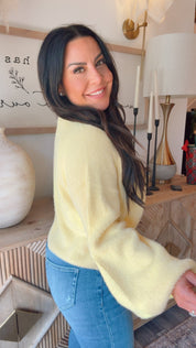 Ultra Soft Yellow Twist Front Cozy Co Sweater