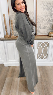 Charcoal Long Sleeve Distressed Hem Sweater