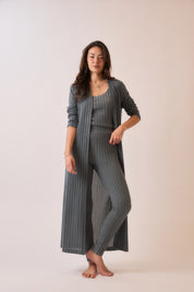 Cozy Co Dark Ribbed Duster Cardigan