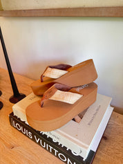 Corky Take  Dip Brown And Raffia Strap Sandals