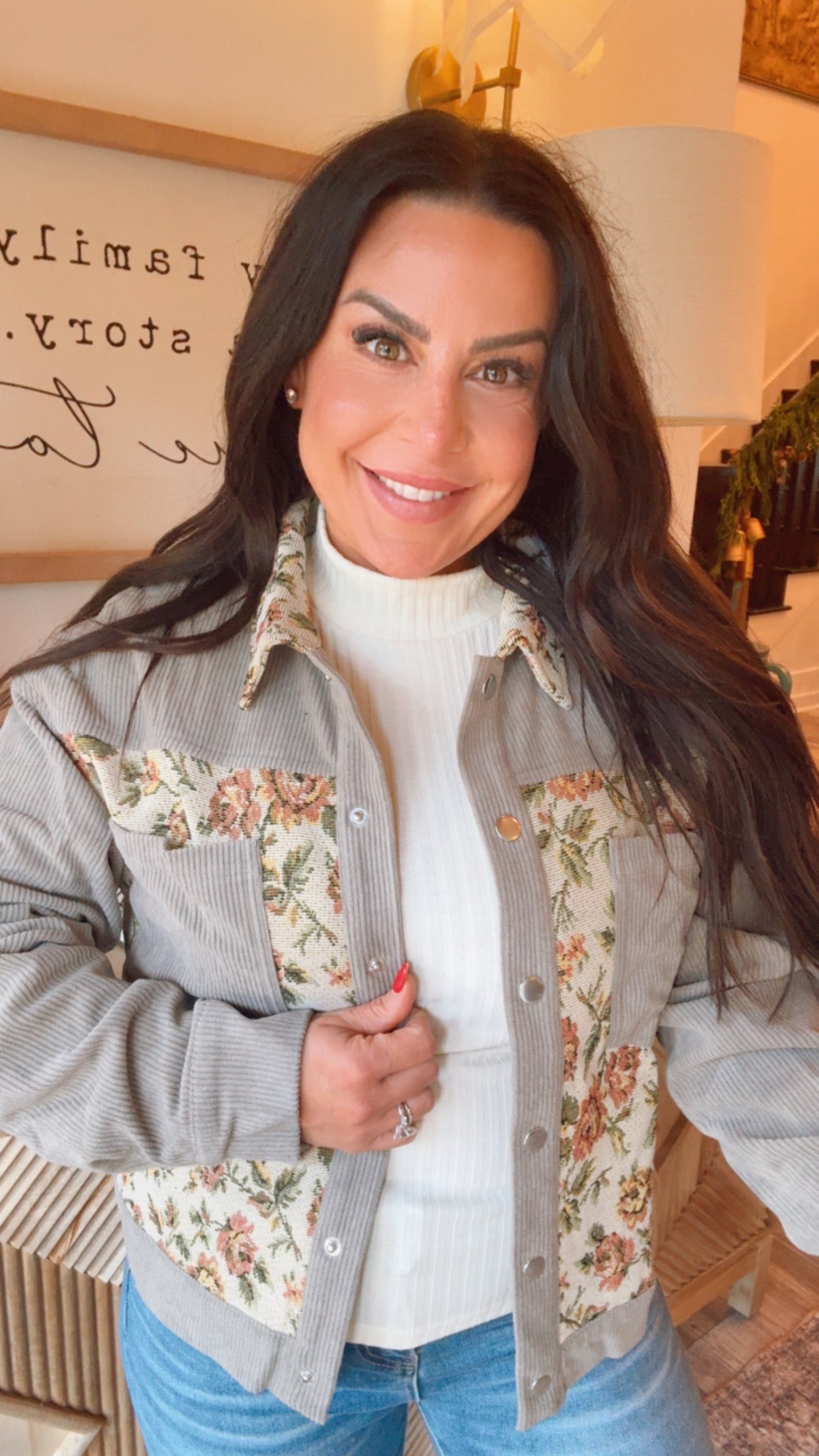 Floral and Grey Corduroy Jacket