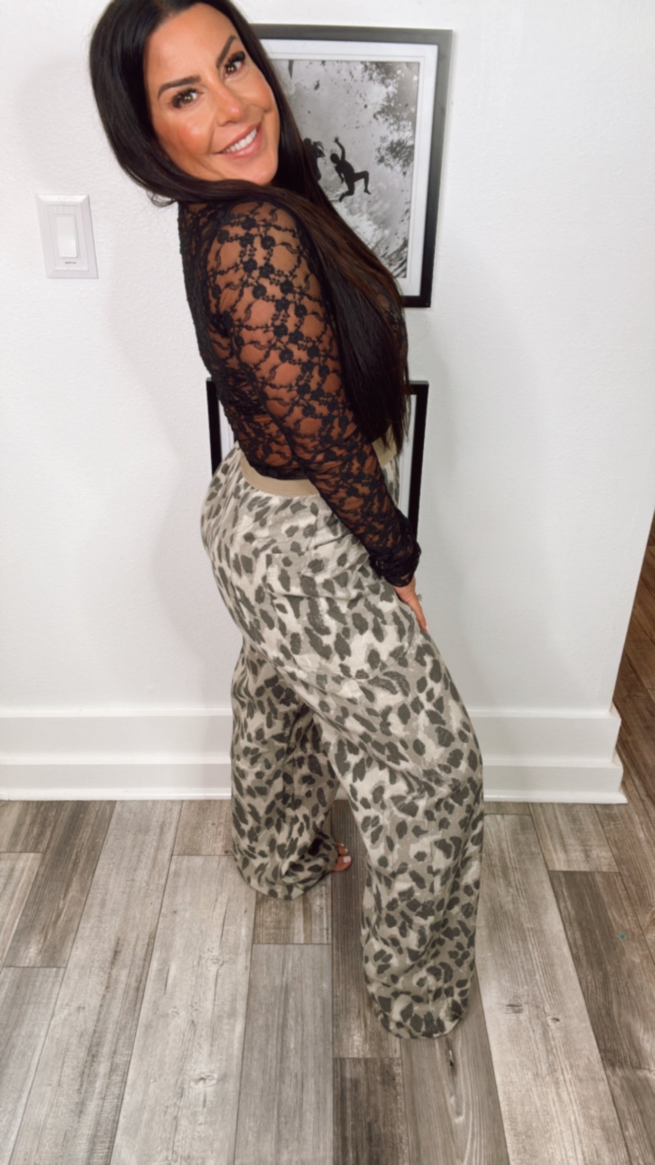 Olive And Leopard Denim Joggers-DEAL OF THE DAY !!