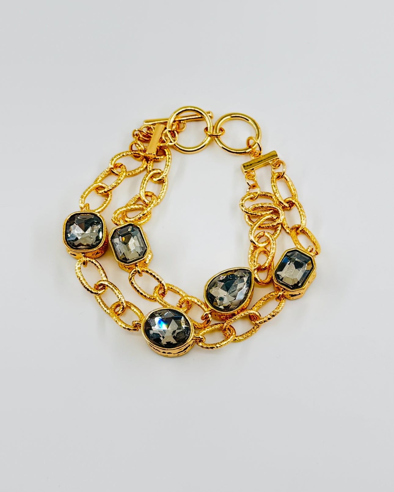 Elegant Gold and Smokey Layered Bracelet